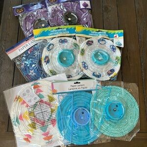 Set of eight paper lanterns, 2 Halloween 6 Fourth of July summer barbecue